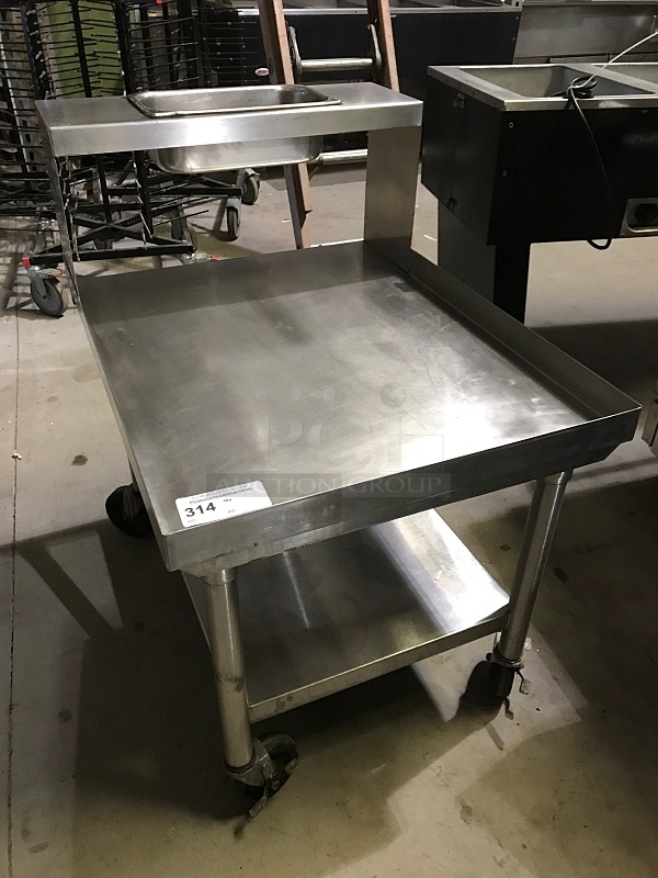 Stainless Steel Table w/Steam Pan in attached Shelf on Casters