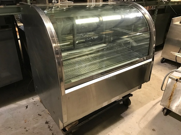 Stanley Knight MPGM48R Curved Glass Front Deli Merchandiser w/ Two Rear Sliding Glass Doors, 115v 1ph, Tested & Working!