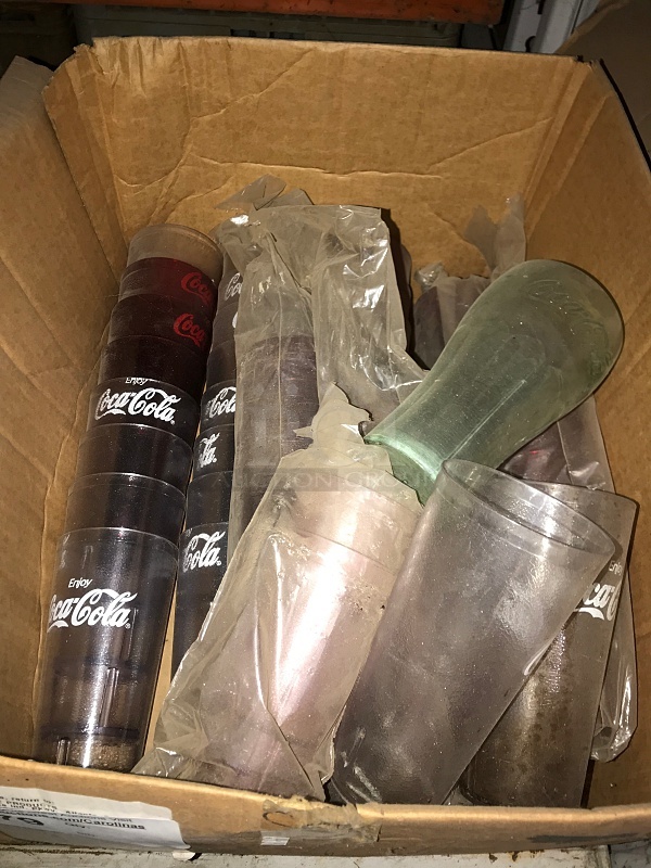 Box of Plastic Coca-Cola Tumblers
