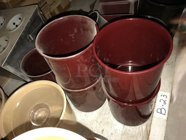 Burgandy Plastic Containers
