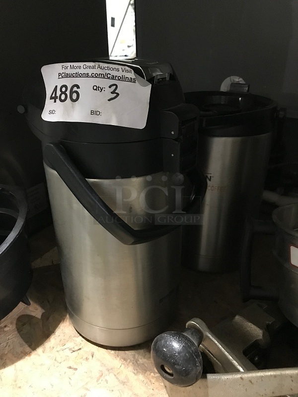 Three Air Pots Coffee Dispensers