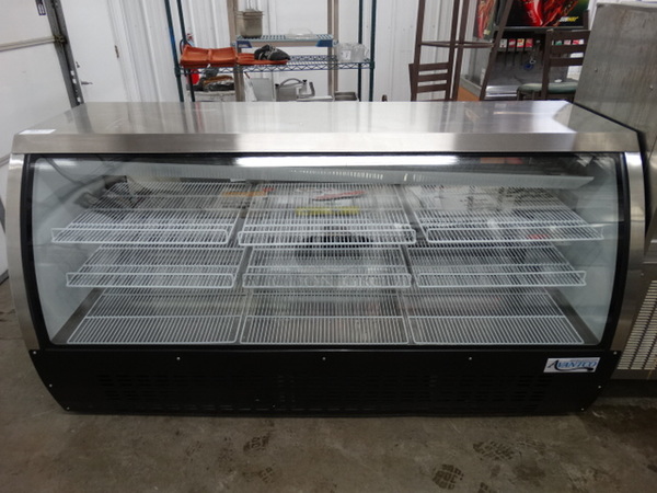 BEAUTIFUL! Avantco Stainless Steel Commercial Floor Style Deli Bakery Display Case Merchandiser w/ 3 Rear Sliding Doors. 82x32x43.5. Tested and Working!