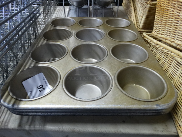 3 Metal 12 Cup Muffin Pans. 13.5x18x2. 3 Times Your Bid!