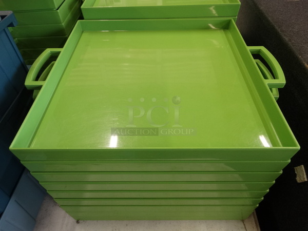 12 Green Poly Trays w/ Handles. 15x12.5x1. 12 Times Your Bid!