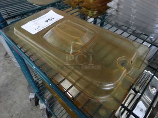 2 Poly Amber Colored 1/3 Size Drop In Bin Lids. 2 Times Your Bid!