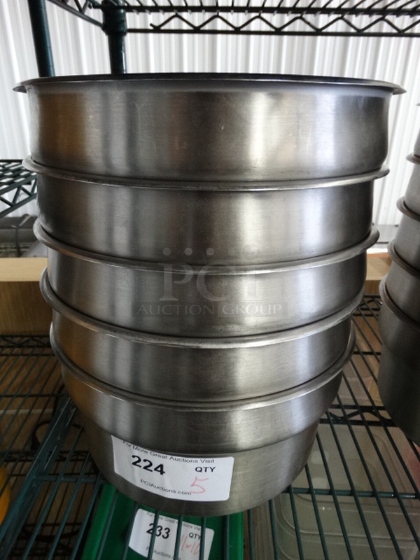 5 Stainless Steel Cylindrical Drop In Bins. 11x11x5.5. 5 Times Your Bid!