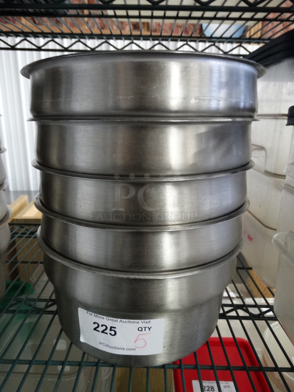 5 Stainless Steel Cylindrical Drop In Bins. 11x11x5.5. 5 Times Your Bid!