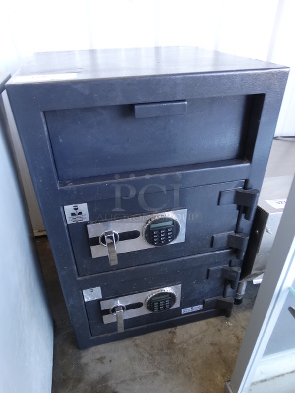 Blue Guard Model F-3020EE Metal 2 Compartment Safe. Does Not Come w/ Combination. 20x21x30