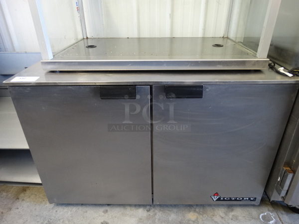 NICE! 2013 Victory Model UF-48-SST Stainless Steel Commercial 2 Door Undercounter Freezer. 115 Volts, 1 Phase. 48x29x32