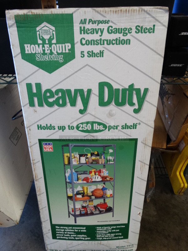 BRAND NEW IN BOX! Heavy Duty 5 Tier Shelving Unit. Assembles To Make 36x16x72