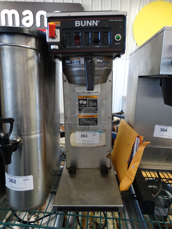NICE! 2013 Bunn Model CWTF35-APS Stainless Steel Commercial Countertop Coffee Machine w/ Hot Water Dispenser and Metal Brew Basket. 120/208-240 Volts, 1 Phase. 9x19x24