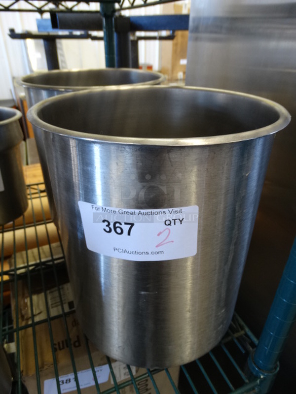 2 Stainless Steel Cylindrical Drop In Bins. 10x10x11. 2 Times Your Bid!