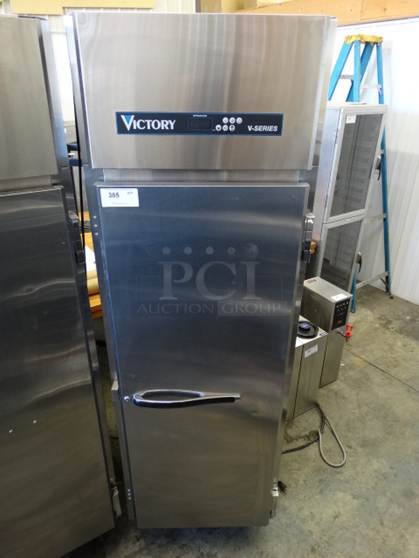 SWEET! 2013 Victory Model VR-SA-1D V Series Stainless Steel Commercial Single Door Reach In Cooler on Commercial Casters. 115 Volts, 1 Phase. 27x34x83. Tested and Working!