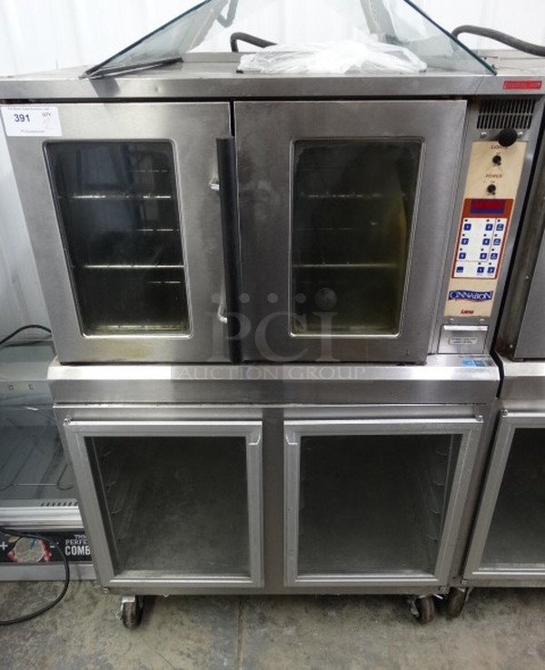 AWESOME! Lang ENERGY STAR Stainless Steel Commercial Electric Powered Full Size Convection Oven w/ Lower 2 Door Pan Rack on Commercial Casters. 40x41x60