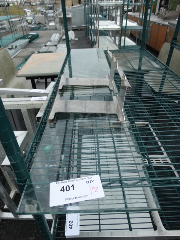 Glass Pane w/ 2 Metal Hangers. 52x10. 7x9x6