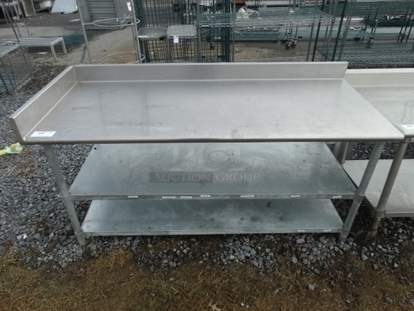 Stainless Steel Commercial Table w/ 2 Metal Undershelves. 72x30x39