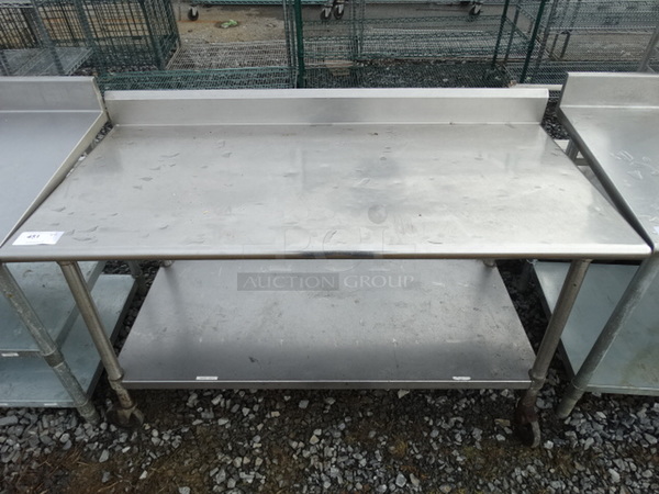 Stainless Steel Commercial Table w/ Metal Undershelf on Commercial Casters. 59x30x39
