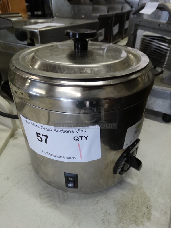 Server Model FS-2 Stainless Steel Commercial Countertop Food Warmer w/ Drop In and Lid. 120 Volts, 1 Phase. 7.5x7.5x7.5. Tested and Working!