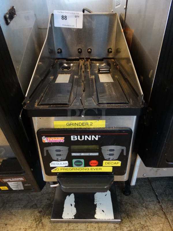 GREAT! 2008 Bunn Model MHG Stainless Steel Commercial Countertop Coffee Bean Grinder. 120 Volts, 1 Phase. 9x17x23. Tested and Working!