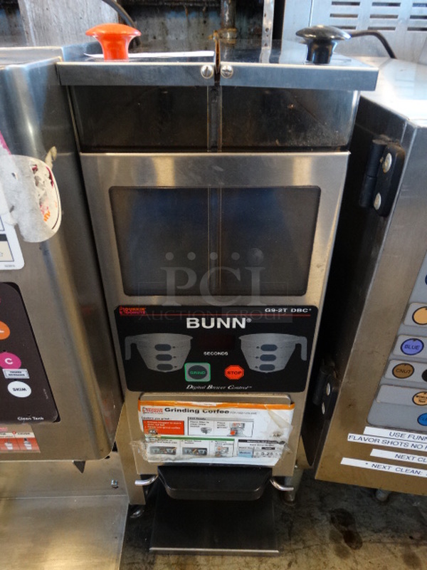 NICE! 2006 Bunn Model G9-2T DBC Stainless Steel Commercial Countertop Coffee Bean Grinder. 120 Volts, 1 Phase. 8.5x18x27. Tested and Working!