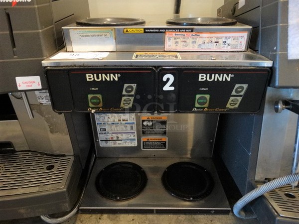 NICE! 2007 Bunn Model AXIOM 2/2 TWIN Stainless Steel Commercial Countertop 4 Burner Coffee Machine. 120/208-240 Volts, 1 Phase. 16x18x19