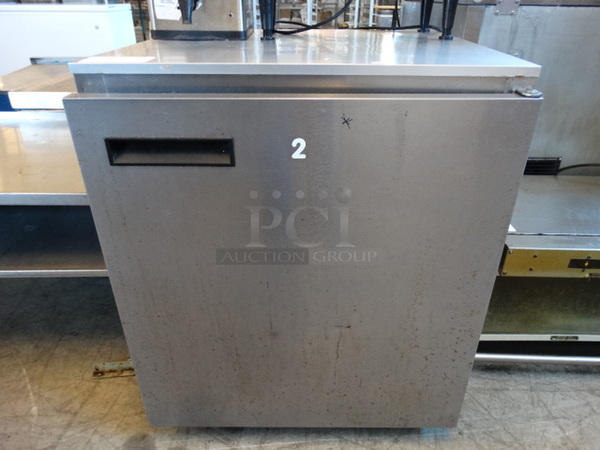 NICE! Delfield Model 406CA-DD1 Stainless Steel Commercial Single Door Cooler on Commercial Casters. 115 Volts, 1 Phase. 27x28x32. Tested and Working!