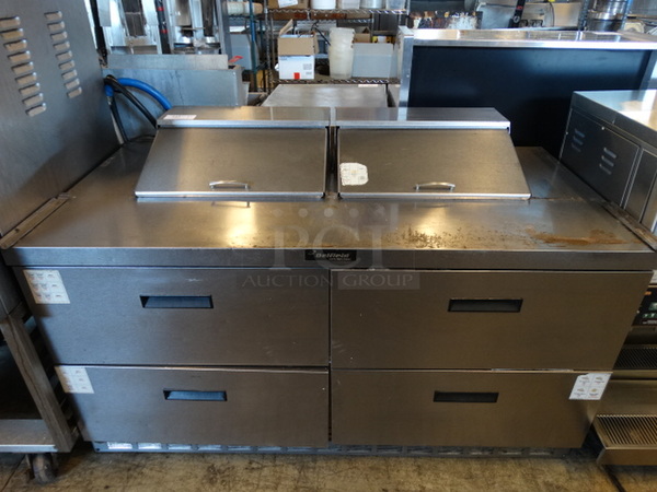 NICE! 2008 Delfield Stainless Steel Commercial Sandwich Salad Prep Table Bain Marie Mega Top. 115 Volts, 1 Phase. 65x32x40. Tested and Working!