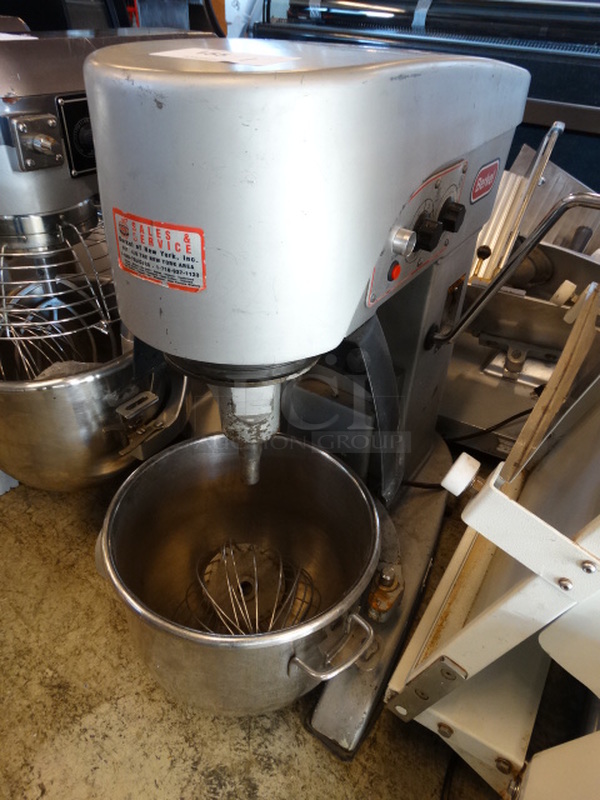 WOW! Berkel Model FMS20NH Metal Commercial Countertop 20 Quart Planetary Mixer w/ Stainless Steel Mixing Bowl and Whisk Attachment. 100-120 Volts, 1 Phase. 18x25x32. Tested and Working!