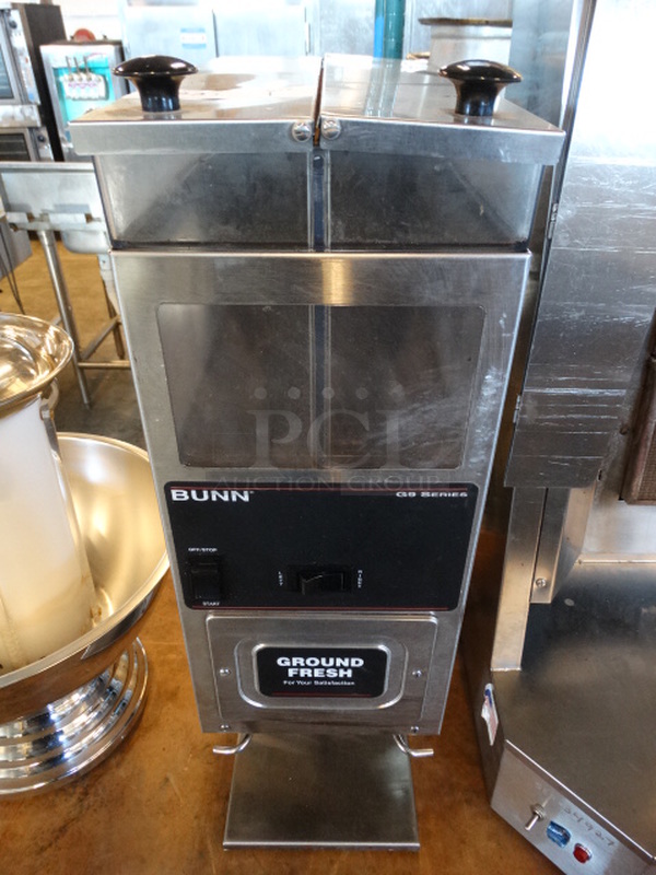 NICE! 2014 Bunn Model G9-2T HD Stainless Steel Commercial Countertop Coffee Bean Grinder. 120 Volts, 1 Phase. 8x18x28. Tested and Working!