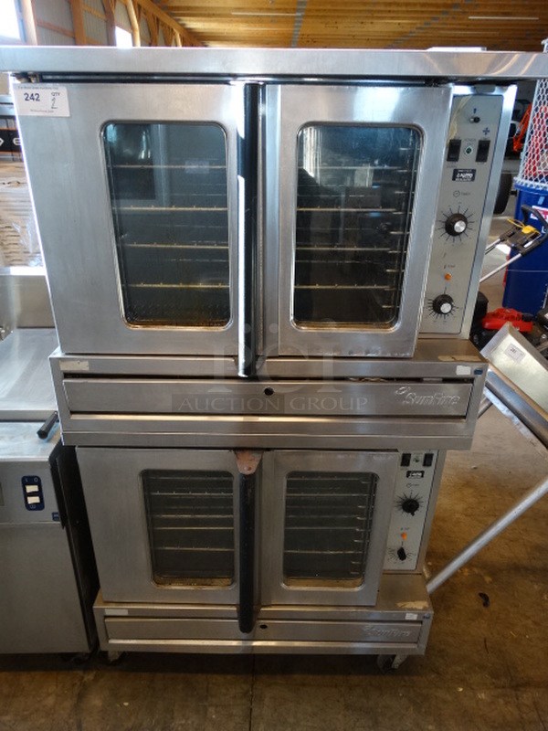 2 GORGEOUS! 2011 Garland Model SDG-1 Stainless Steel Commercial Natural Gas Powered Full Size Convection Oven w/ View Through Doors, Metal Oven Racks and Thermostatic Controls on Commercial Casters. 40x40x72. 2 Times Your Bid! 