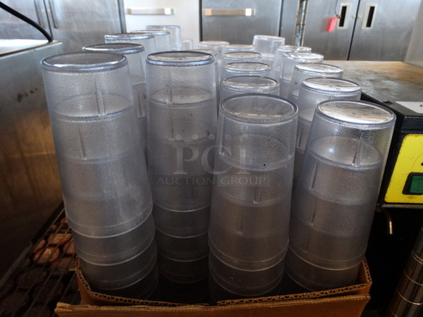 135 Poly Clear Beverage Tumblers. 3.5x3.5x6. 135 Times Your Bid!