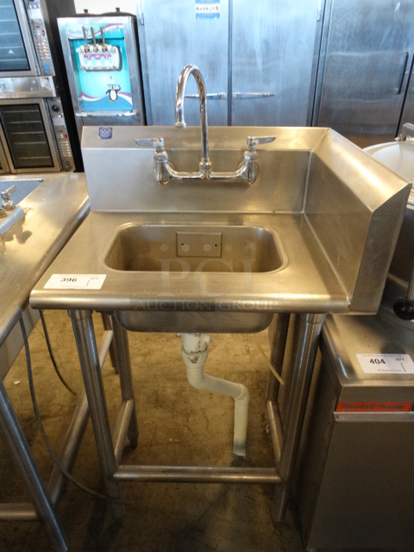 Stainless Steel Commercial Single Bay Sink w/ Faucet and Handles. 24x18x42