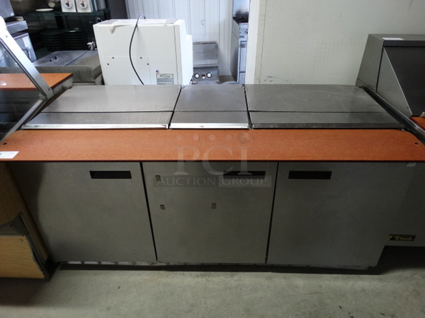 BEAUTIFUL! 2013 Delfield Model 4472N-30M-M479 Stainless Steel Commercial Pizza Prep Table w/ Cutting Board. 115 Volts, 1 Phase. 72x36x35. Tested and Working!