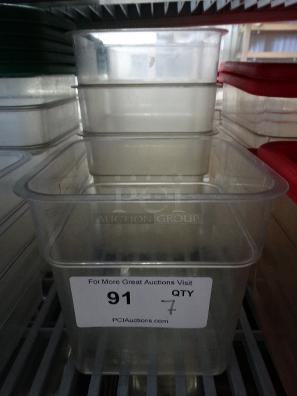 7 Clear Poly Containers. 7x7x7. 7 Times Your Bid!