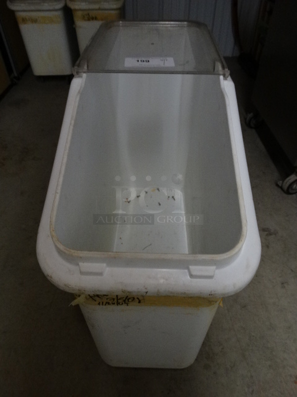 White Poly Ingredient Bin on Casters. 13x29x28