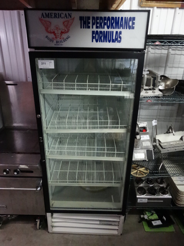 NICE! Beverage Air Model MT27 Commercial Single Door Reach In Cooler Merchandiser w/ Poly Coated Racks. 115 Volts, 1 Phase. 30x34x78. Tested and Working!