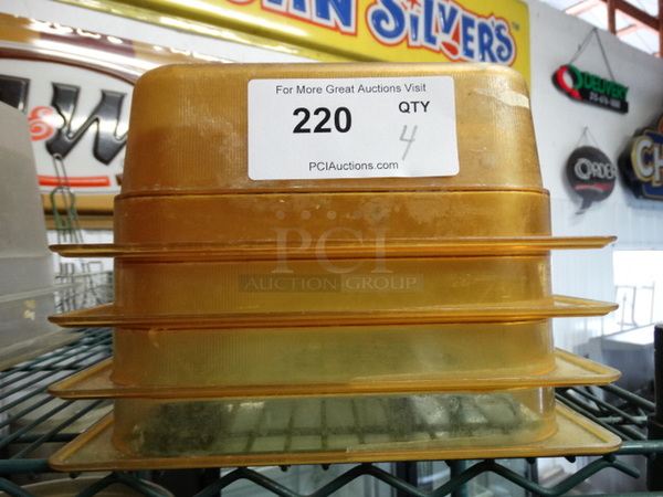4 Poly Amber Colored 1/2 Size Drop In Bins. 1/2x4. 4 Times Your Bid!