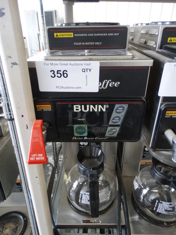 GREAT! Bunn Stainless Steel Commercial Countertop 3 Burner Coffee Machine w/ Hot Water Dispenser and Coffee Pot. 8x18x21