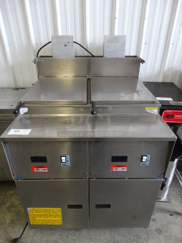 BEAUTIFUL! Pitco Frialator Model RTG14-CHH Stainless Steel Commercial Propane Gas Powered 2 Bay Rethermalizer on Commercial Casters. 32x36x47