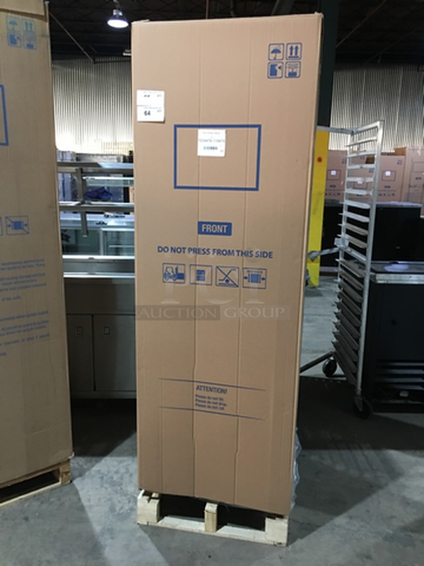 WOW! BRAND NEW 2019! IN THE BOX! SLK One Glass Door Cooler Merchandiser! With LED Lights! With Poly Coated Racks! Model 374! 115V 1 Phase! On Casters! 