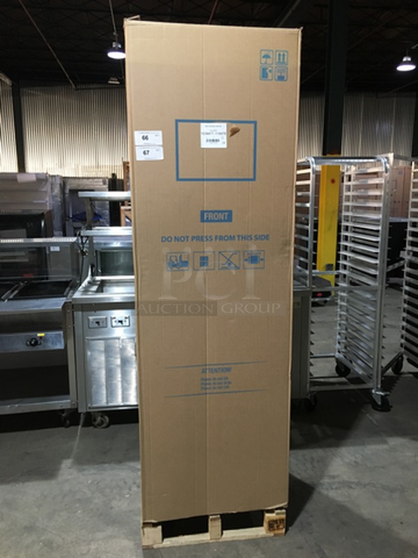 WOW! BRAND NEW 2019! IN THE BOX! SLK One Glass Door Cooler Merchandiser! With Canopy With LED Lights! With Poly Coated Racks! Model 374 Canopy! 115V 1 Phase! On Casters! 