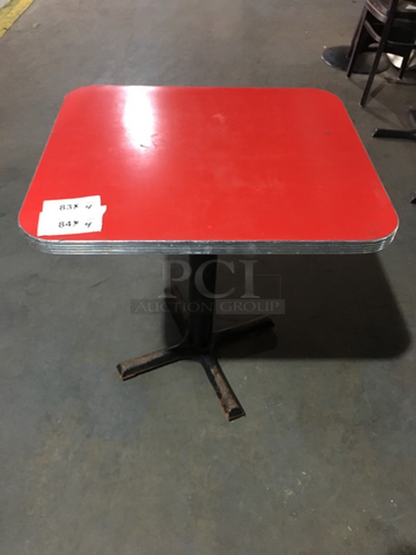 Red Formica Top Square Dining Tables! 4 X Your Bid! 