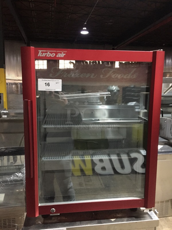 AMAZING! NEW OUT OF THE BOX! Turbo Air Commercial Countertop Single Door Reach In Freezer Merchandiser! With Poly Coated Racks! Model TGF5SD! 