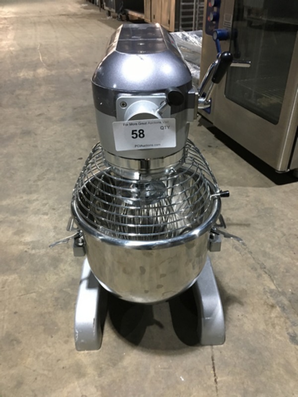 FABULOUS! NEW! OUT OF THE BOX! 2018 General Commercial Countertop 20 Quart Planetary Mixer! With Stainless Steel Bowl & Bowl Guard! With Whip, & Dough Hook Attachments! Model GEM120 Serial 1710200044! 110V 1Phase!
