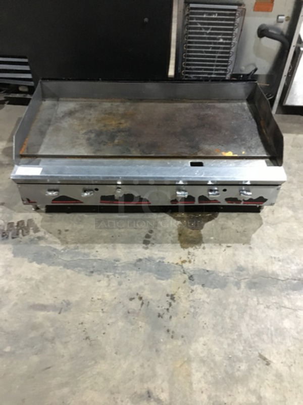 Commercial Countertop Natural Gas Powered Flat Griddle! With Back & Side Splashes! All Stainless Steel! On Legs!