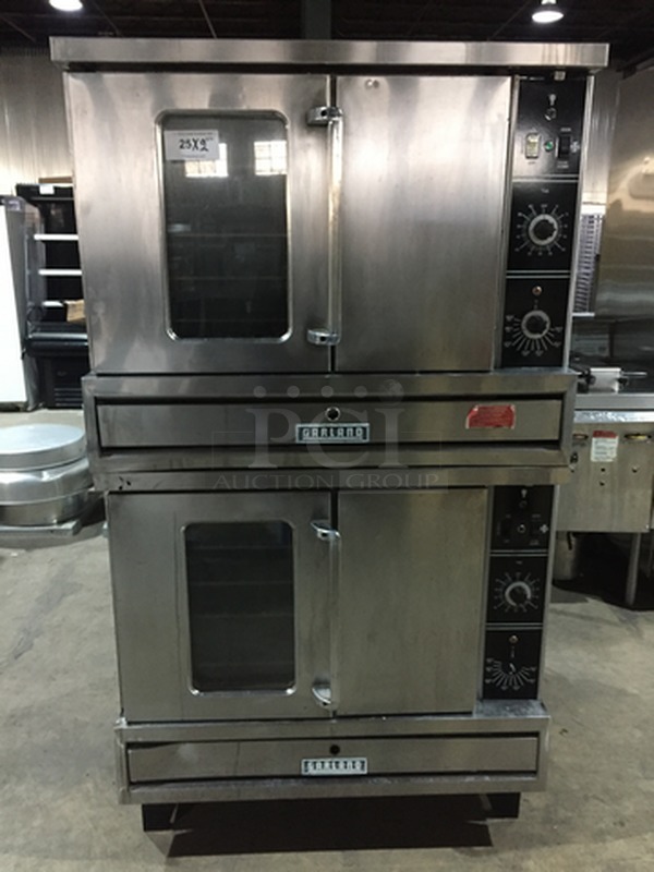 FABULOUS! Garland Commercial Double Deck Natural Gas Powered Convection Oven! With 1 View Through Door & 1 Solid Door! All Stainless Steel! Model TG4 Serial 212323! On Legs! 2 X Your Bid! Makes One Unit!