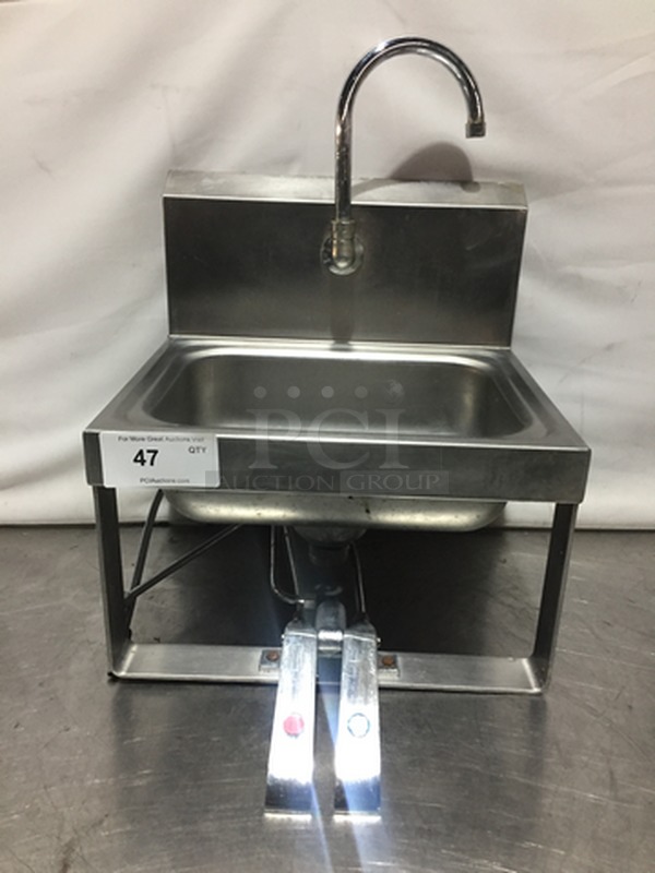 Commercial Knee Powered Hand Sink! With Faucet! With Backsplash! All Stainless Steel!