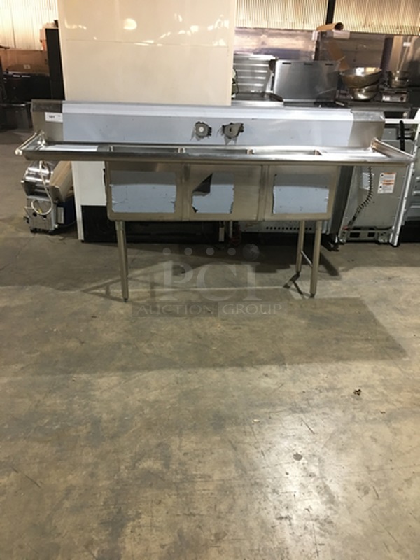 Sweet! BRAND NEW! All Stainless Steel 3 Compartment Sink! On Legs! With Dual Drains Boards!