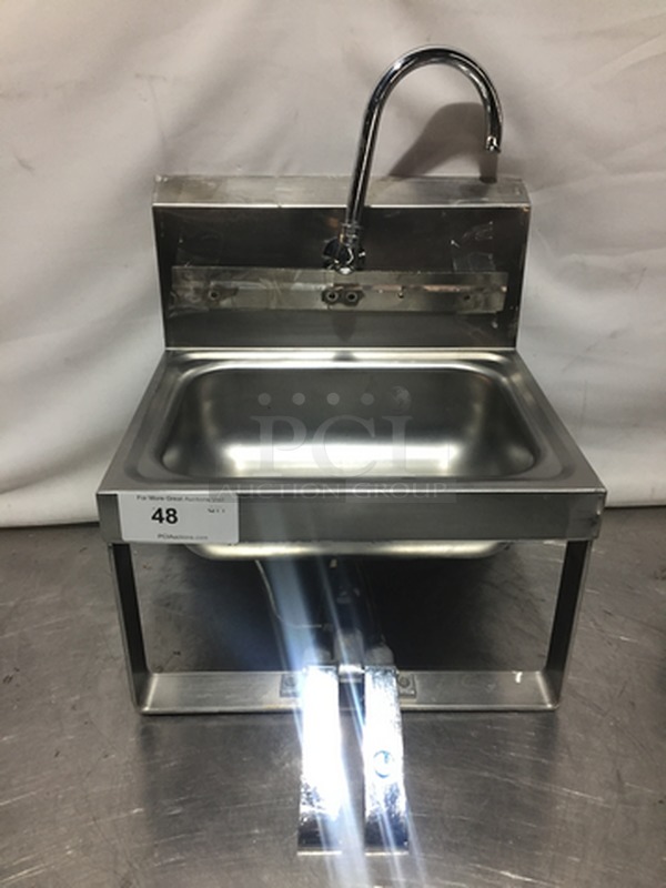 Commercial Knee Powered Hand Sink! With Faucet! With Backsplash! All Stainless Steel!