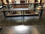 Two Black Wooden Desks w/ Metal Bases